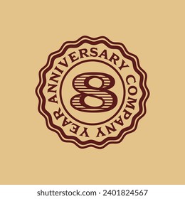 Vector abstract 8 year company anniversary tag sticker
