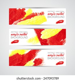 Vector Abstract acrylic painted brush banner on white background