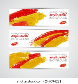 Vector Abstract acrylic painted brush banner on white background