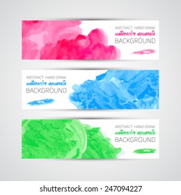 Vector Abstract acrylic painted brush banner on white background