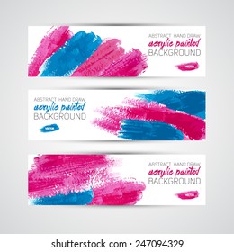 Vector Abstract acrylic painted brush banner on white background