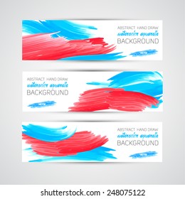 Vector abstract acrylic painted brush banner on white background