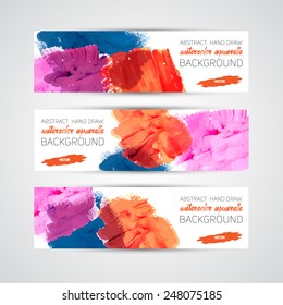 Vector Abstract acrylic painted brush banner on white background