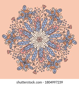 Vector abstract aesthetic spring or summer print with flowers, pattern with abstract flower shapes and leaves in light pastel beige and white colors. Trendy greeting card design, wall art, social
