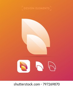 Vector abstract aircraft wing logo icon set. Origami paper and material design style.