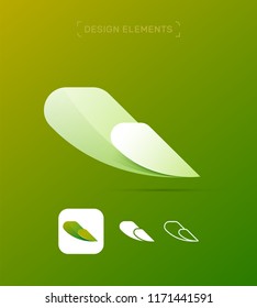 Vector abstract airplane, bird wing logo elements. Material design, origami, flat and line art style. Application icon