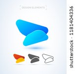 Vector abstract airplane wing, letter X. Material design, origami paper, flat and line art style collection