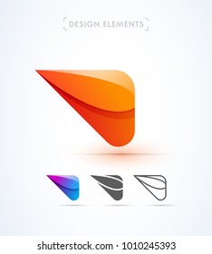 Plantilla de diseño del logotipo del ala del avión abstracto vectorial. Diseño material, papel de origami, estilo de arte plano y lineal. Conjunto de iconos