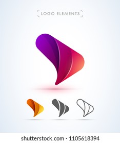 Vector abstract airplane wing logo template. Twisted play button icon