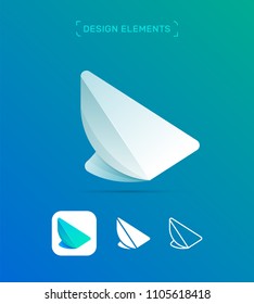 Vector abstract airplane wing logo template. Material design and flat style