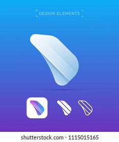 Vector abstract airplane wing logo template. Origami paper, material design, flat and line art style icon collection