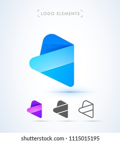 Vector abstract airplane wing logo template. Origami paper, material design, flat and line art style icon collection