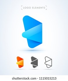 Vector abstract airplane wing logo template. Origami paper, material design, flat and line art style icon collection