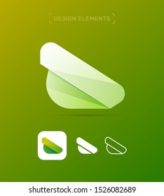 Vector abstract airplane wing logo elements. Material design, origami paper, flat and line art style, eco app set bundle