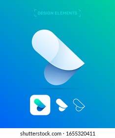 Vector abstract airplane wing logo design template. Origami paper, dynamic style. App icon