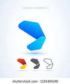 Vector abstract airplane wing. Material design, origami paper, flat and line art style collection