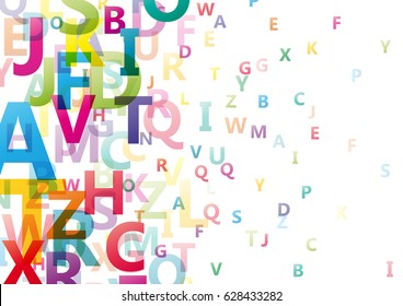 Vector abstract alphabet background with flying letters