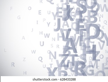 Vector abstract alphabet background with flying letters