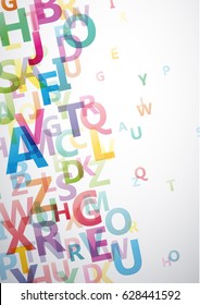 Vector abstract alphabet background with flying letters