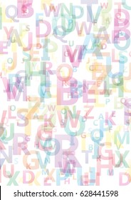 Vector abstract alphabet background with flying letters