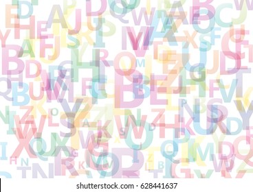 Vector abstract alphabet background with flying letters