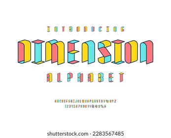 Vector of abstract alphabet design with uppercase, numbers and symbols