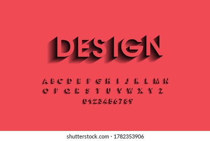 Vector abstract alphabet .Vector red alphabet in paper style.Vector alphabet 3D style. The alphabet and numbers.