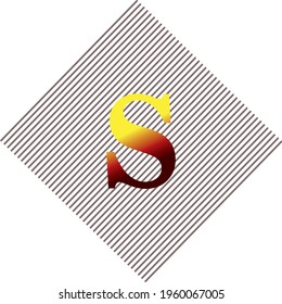 Vector Abstract Alphabet S in multi colors on lining pattern background