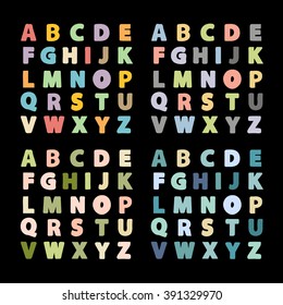 vector abstract alphabet set isolated flat style color font on background type
