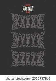 Vector abstract alphabet set of letters with in style of heavy music fan art named - Hairy Metal