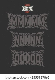 Vector abstract alphabet set of letters with in style of heavy music fan art named - Hairy Metal