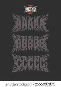 Vector abstract alphabet set of letters with in style of heavy music fan art named - Hairy Metal