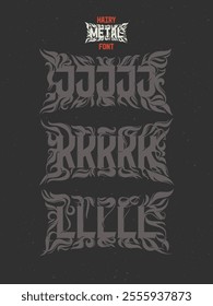 Vector abstract alphabet set of letters with in style of heavy music fan art named - Hairy Metal