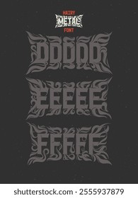 Vector abstract alphabet set of letters with in style of heavy music fan art named - Hairy Metal