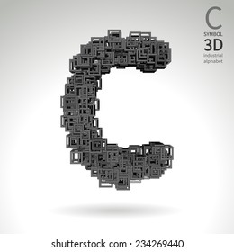 Vector abstract alphabet - symbol C.