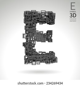 Vector abstract alphabet - symbol E.
