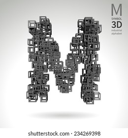 Vector abstract alphabet - symbol M.