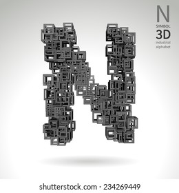 Vector abstract alphabet - symbol N.
