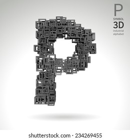 Vector abstract alphabet - symbol P.