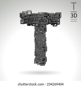 Vector abstract alphabet - symbol T.