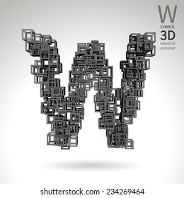 Vector abstract alphabet - symbol W.