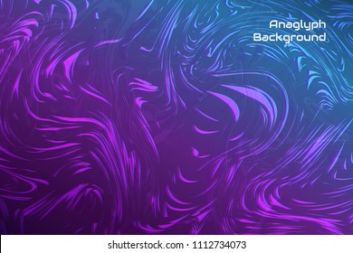 Vector abstract anaglyph violet and blue background with ornament.