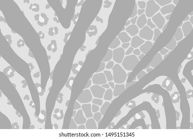Vector abstract animal background. Leopard, zebra and giraffe pattern