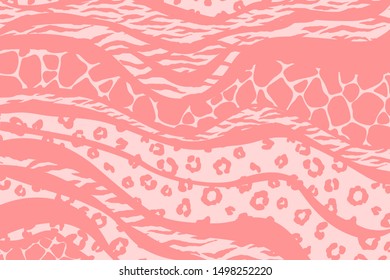Vector abstract animal background. Leopard, zebra and giraffe pattern