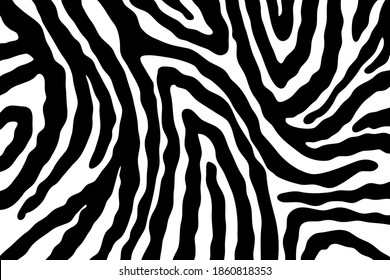 Vector abstract animalistic background. Freehand illustration of zebra skin print
