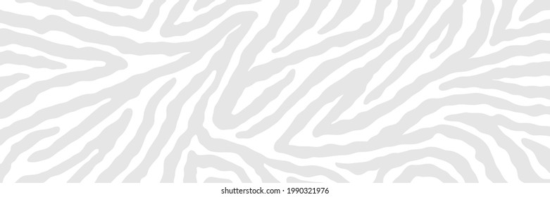 Vector abstract animalistic background. Freehand illustration of zebra skin print. Long horizontal banner.