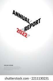 Vector abstract annual light report cover template with sample isometric text title - simple minimalistic layout with black and red text