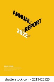 Vector abstract annual light report cover template with sample isometric text title - simple minimalistic yellow layout with black and white text