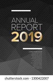 Vector abstract annual report cover template with sample text and luxury dark polygonal background 