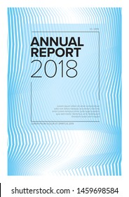 Vector abstract annual report cover template with sample text and abstract lines background - blue version